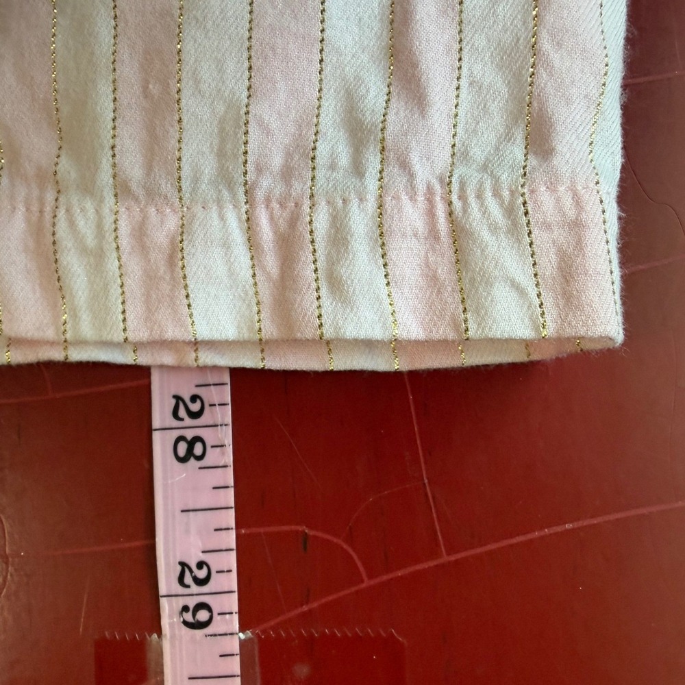 Victoria's Secret Logo Striped Pajama Set Womens XL Pink Gold Shimmer Sleepwear - Picture 10 of 16